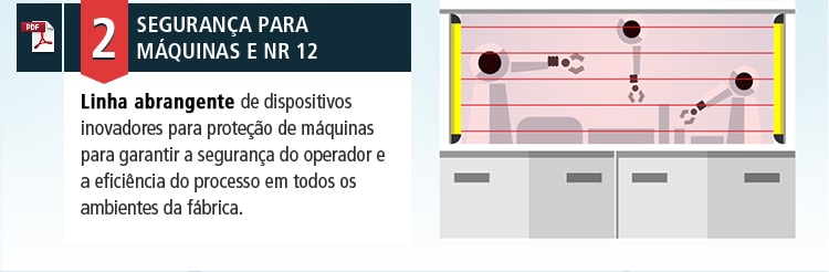 [2 Segurança para Máquinas e NR 12]Linha abrangente de dispositivos inovadores para proteção de máquinas para garantir a segurança do operador e a eficiência do processo em todos os ambientes da fábrica.