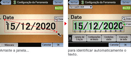 Arraste a janela… / para identificar automaticamente o texto.